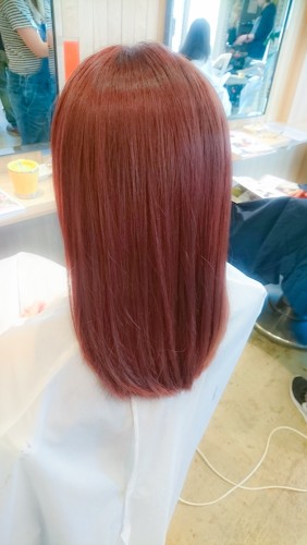 ブリーチ毛にイルミナカラーのコーラル6トーンで染める03