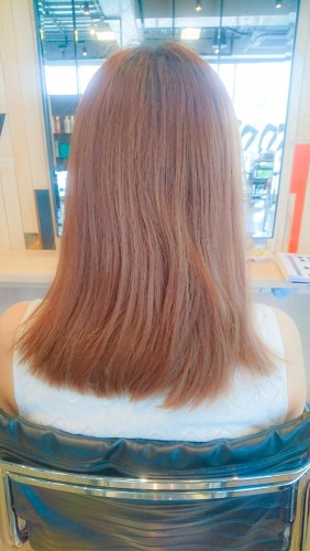 ブリーチ毛にイルミナカラーのコーラル6トーンで染める06